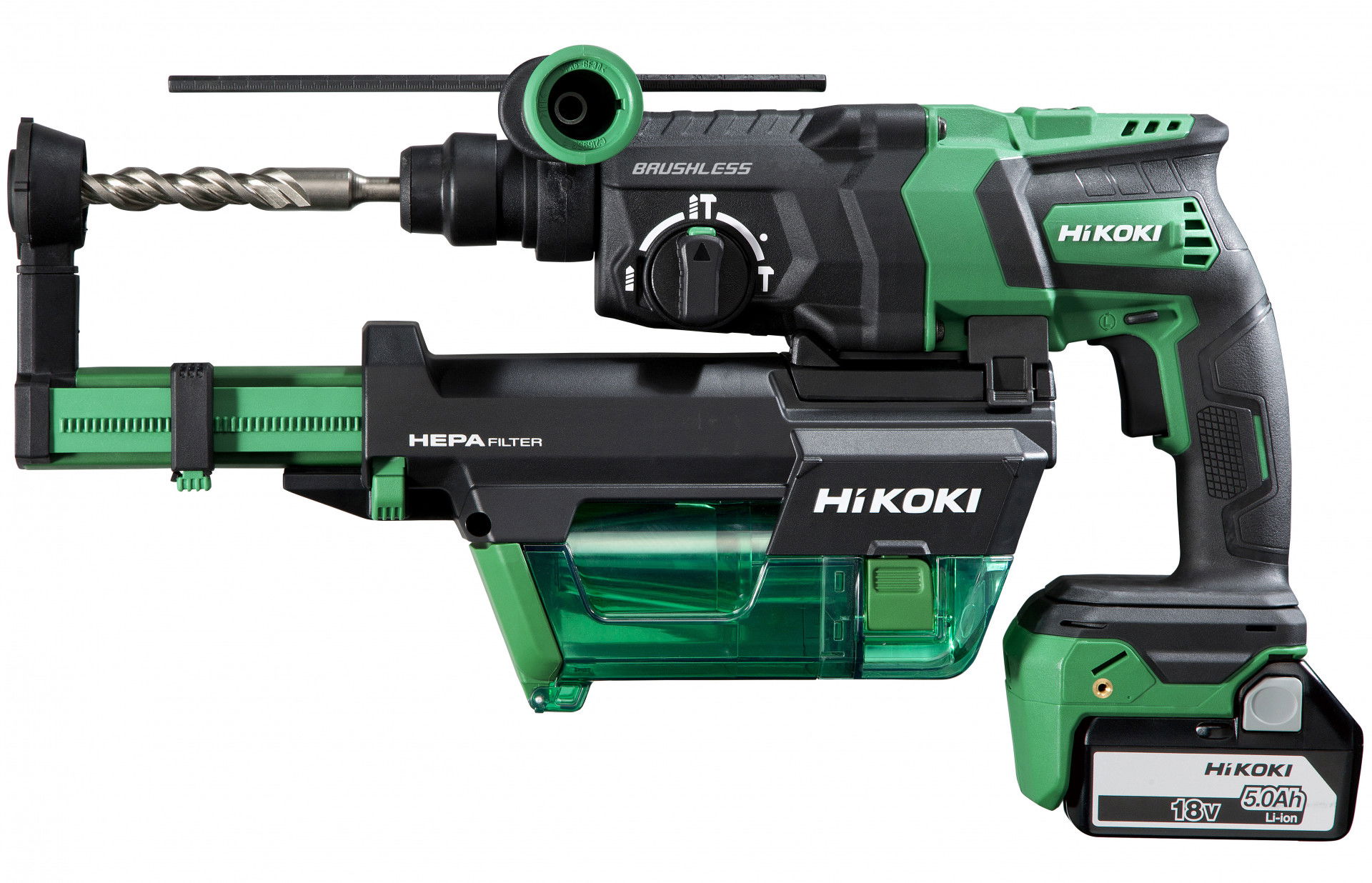 HiKoki DH18DPCWUZ akkus SDS-plus fúró-vésőkalapács porelszívóval (2 x 5.0 Ah Li-ion akkuval, 2 db Hitbox kofferrel) termék fő termékképe